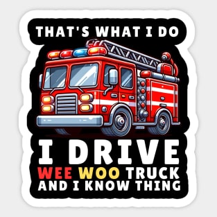 That's What I Do, I Drive Wee Woo Truck and I Know Things Sticker